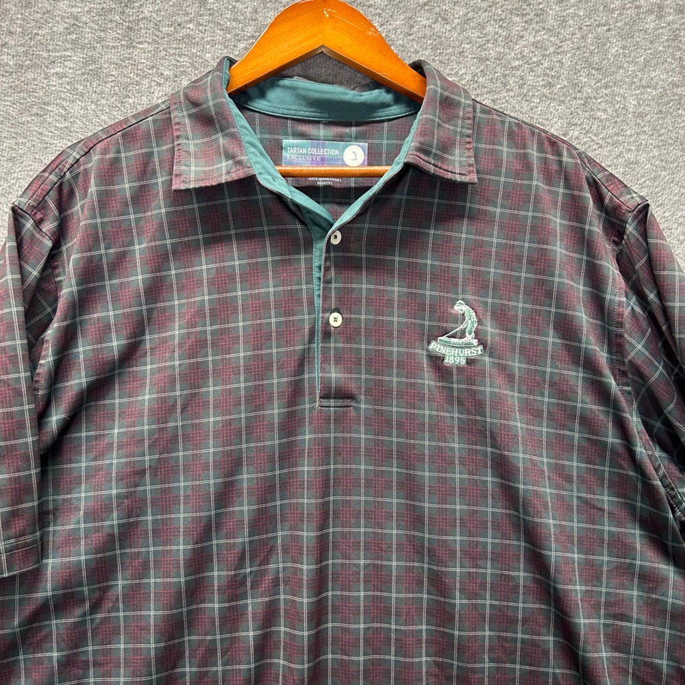 Donald Ross Pinehurst 1895 Tartan Collection Plaid Golf Polo Shirt Mens XL Green